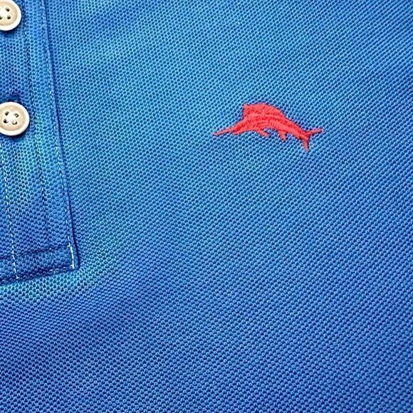 Tommy Bahama blue, short sleeved polo shirt. - Picture 4 of 7
